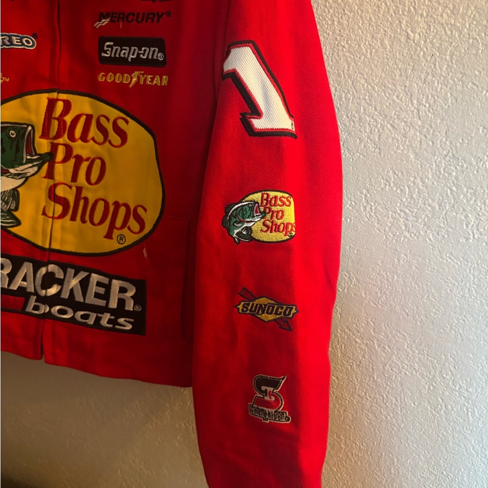 JH Design Bass Pro Shops Racing Jacket Red Embroidered Women’s M - Picture 6 of 13
